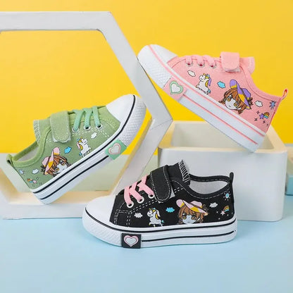 Children's  New Spring Canvas Shoes Cartoon Graffiti Children's Casual Shoes for Girls Comfort Fashion Kids Flat Tennis Sneakers NovaCart