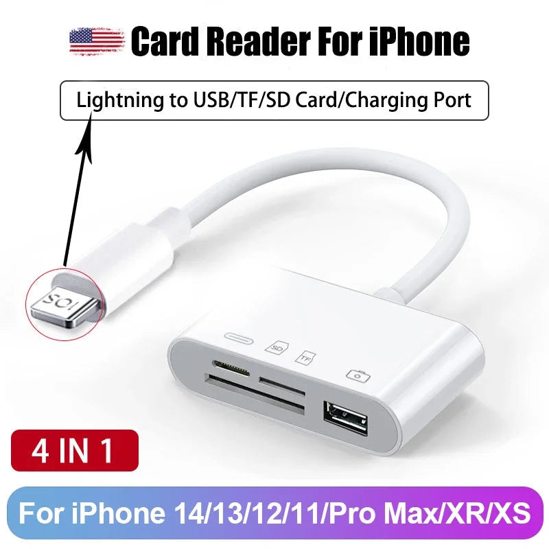 Three-wire 5-in-1 card reader, multi-function OTG converter, high-speed transmission, compatible with Iphone/Android/ipad Pi-Mart