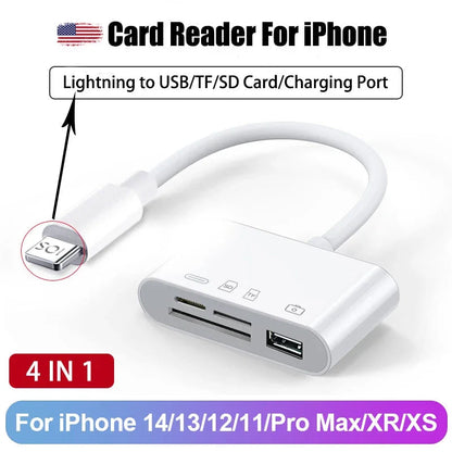 Three-wire 5-in-1 card reader, multi-function OTG converter, high-speed transmission, compatible with Iphone/Android/ipad Pi-Mart