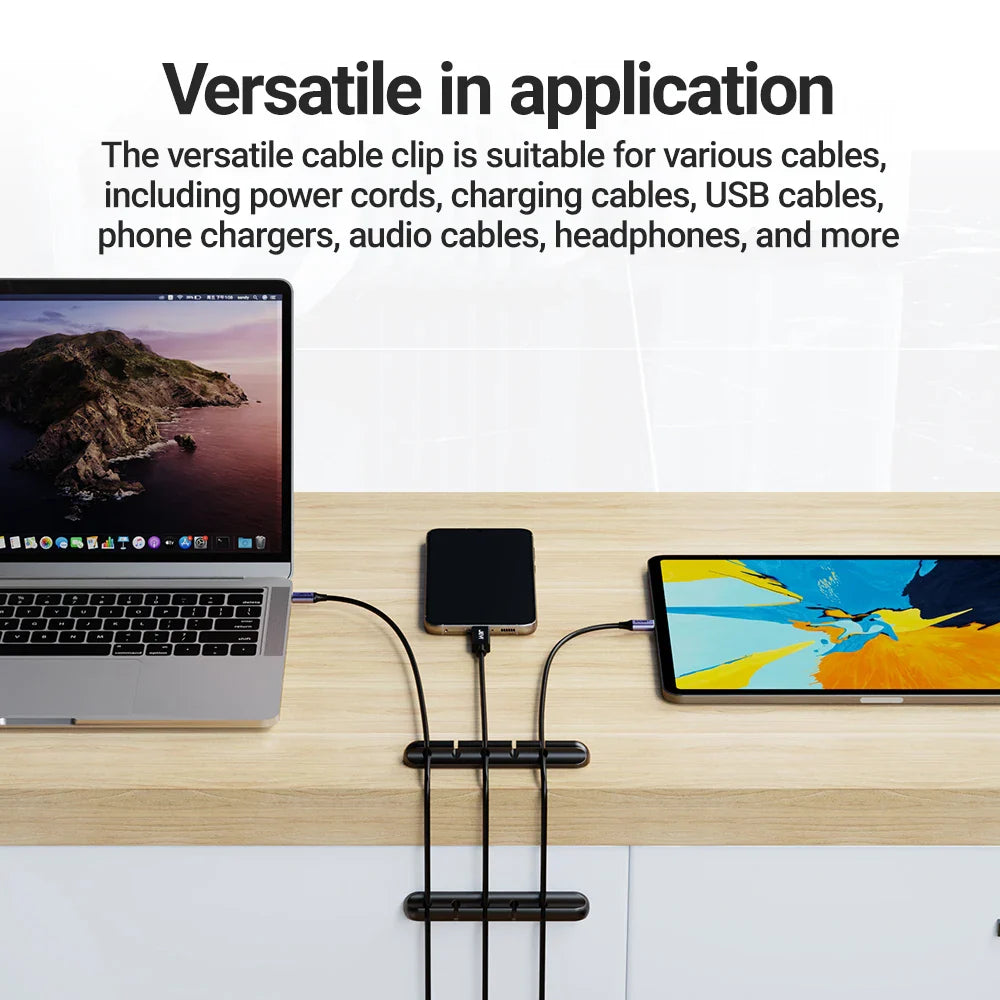 Adhesive Cable Holder Clips Cord Management Wire Organizer for Desktop USB Charging Cable Nightstand Power Cord Mouse Cable Pi-Mart