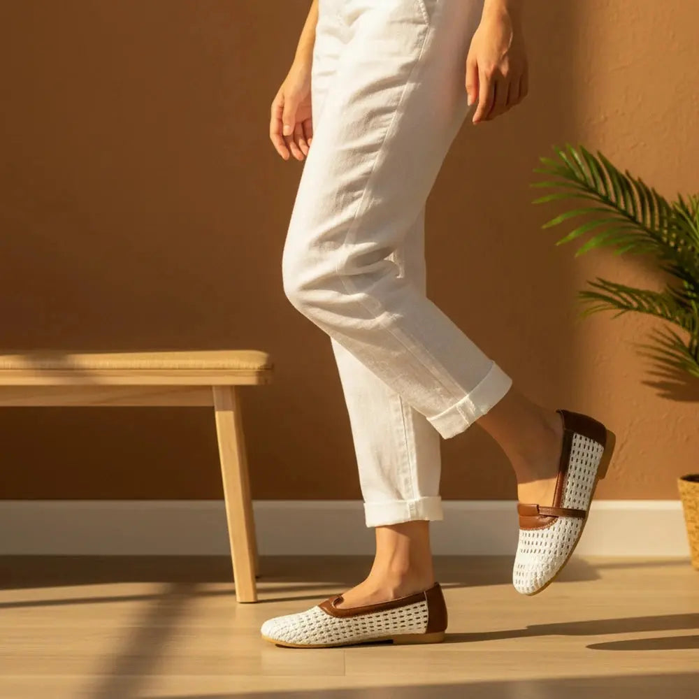Women‘s Woven Sandals Flat Summer Breathable Mesh Openwork Shoes Square Toe Mary Jane Comfortable Slip On Ballet Sandals Female NovaCart