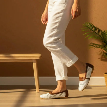 Women‘s Woven Sandals Flat Summer Breathable Mesh Openwork Shoes Square Toe Mary Jane Comfortable Slip On Ballet Sandals Female NovaCart