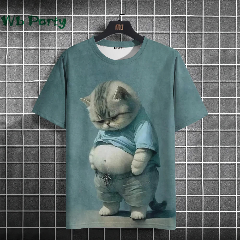 Cat Print shirts - Y2K Graphic T-Shirt FitiqueFit