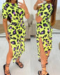 White Leopard Print Dress Tied Detail Slit Side Split Dress
