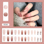 24Pcs/Box Charming Pink Flame Short Fake Nails press on Square Head Full Cover Detachable