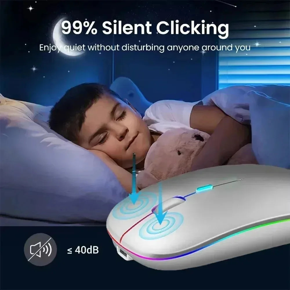 Dual Mode 2.4G Wireless Mouse Bluetooth Mouse RGB Backlit Gaming Mouse Rechargeable Mouse Ergonomic Mice for PC Laptop Tablet Pi-Mart