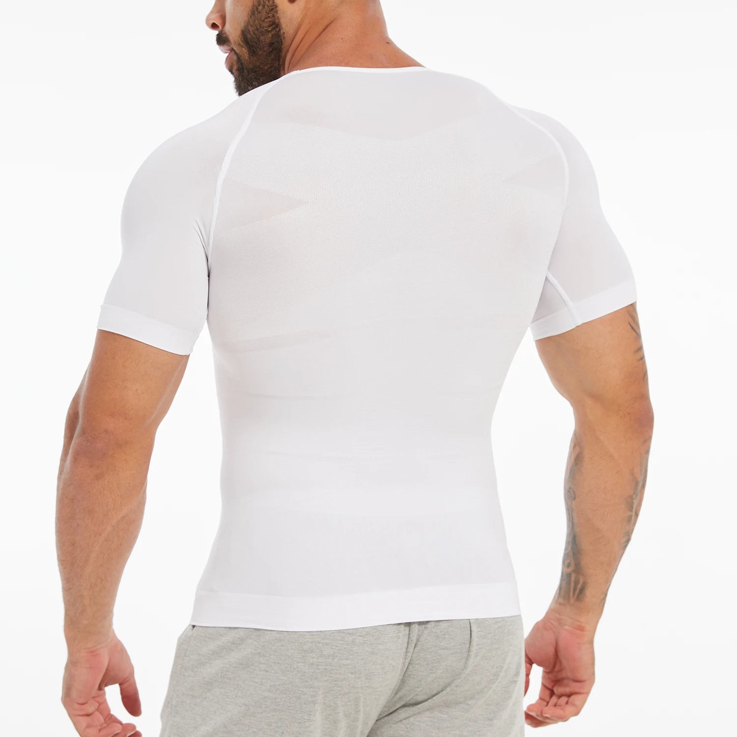 Men's Short Sleeve Compression T-Shirt V-neck Shapewear Tummy Control Flat Belly Tank Top Fitness Workout Slimming Body Shaper NovaCart