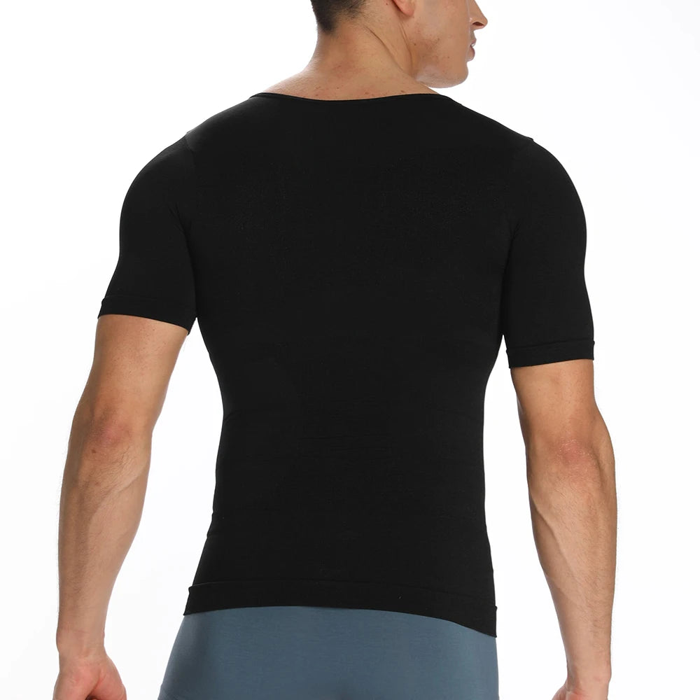2PCS Men's Body Shaper Slimming Vest T-Shirt Elastic Slim Shapewear Compression Undershirts Tummy Control Waist Trainer Tank Top NovaCart