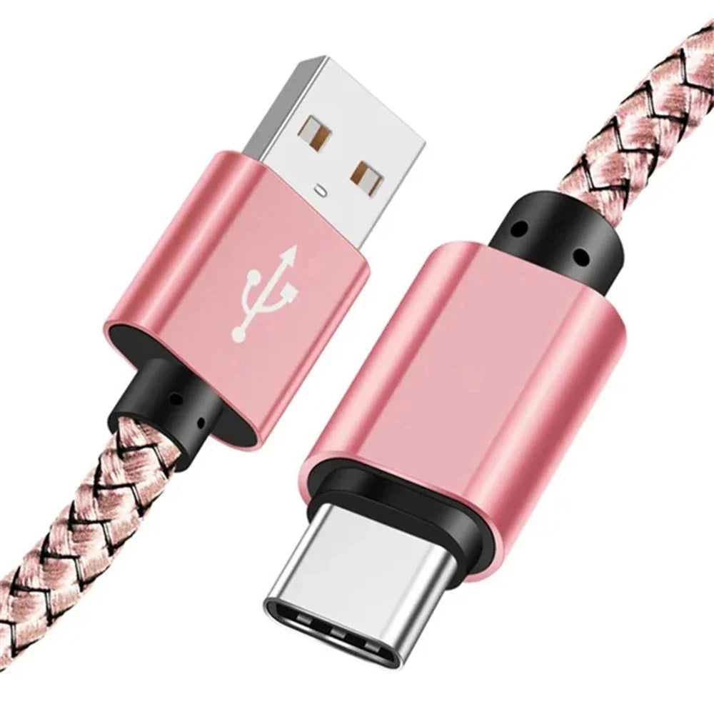 Nylon Data Cable Fast Charger USB A to Type C Charging Cable For Huawei Samsung   Android phone TypeC Charging Device 1M 2M 3M Pi-Mart