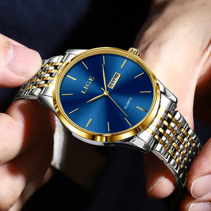 2025 LIGE Men Business Watches Top Brand Luxury Man Wristwatch Waterproof Luminous Date Week Quartz Men's Watch High Quality+Box NovaCart