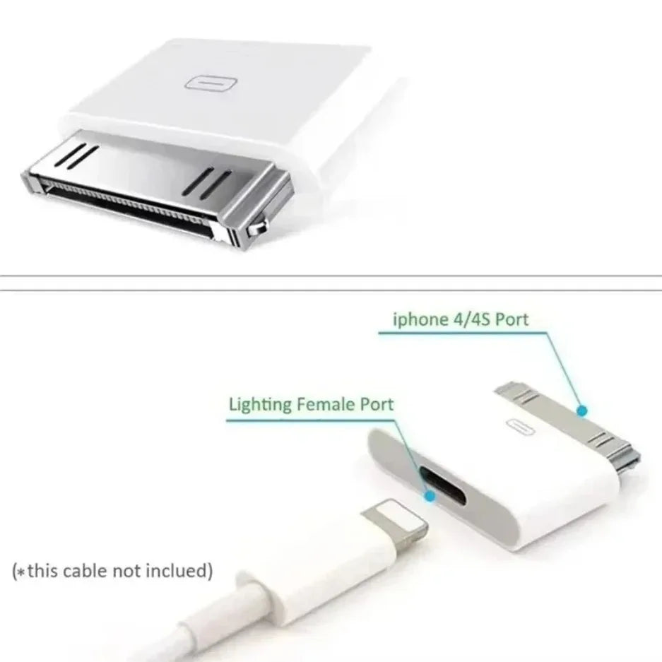 Lighting To 30Pin Adapter 8Pin Male To 30 Pin Female Charging Sync Converter for iPhone 4 4S IPad 2 3 IPod Touch Charger Cable Pi-Mart