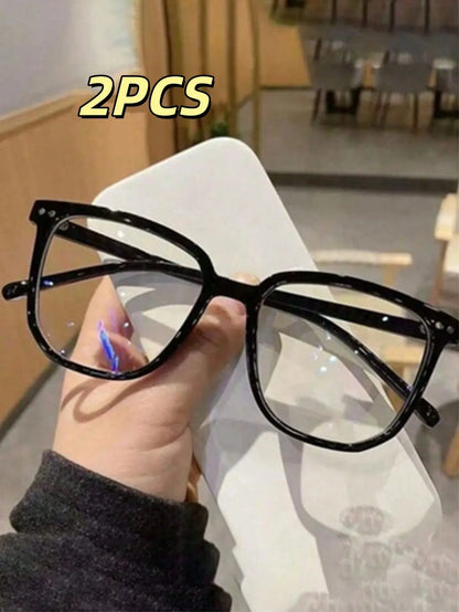 3 pairs of universal fashion glasses, square-framed glasses, fashionable campus style, clear black frame, back to school NovaCart