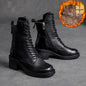 Birkuir Winter Plush Warm Boots Genuine Leather Women Snow Boots 6cm Thick Heel Shoes Handmade Side Zip Leisure Platform Boots NovaCart