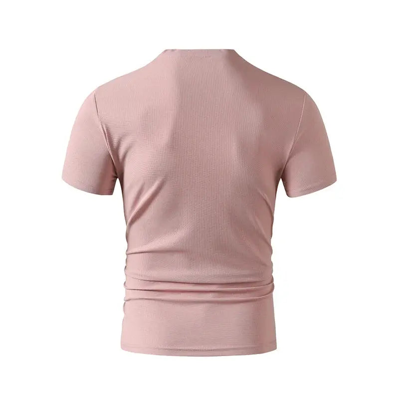 2025 New Men's Casual Fashion Simple V-neck Short Sleeved T-shirt Summer Comfortable Breathable Versatile Top NovaCart