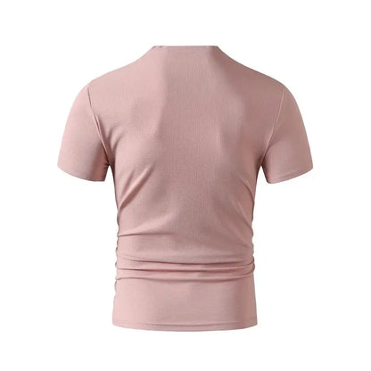 2025 New Men's Casual Fashion Simple V-neck Short Sleeved T-shirt Summer Comfortable Breathable Versatile Top NovaCart