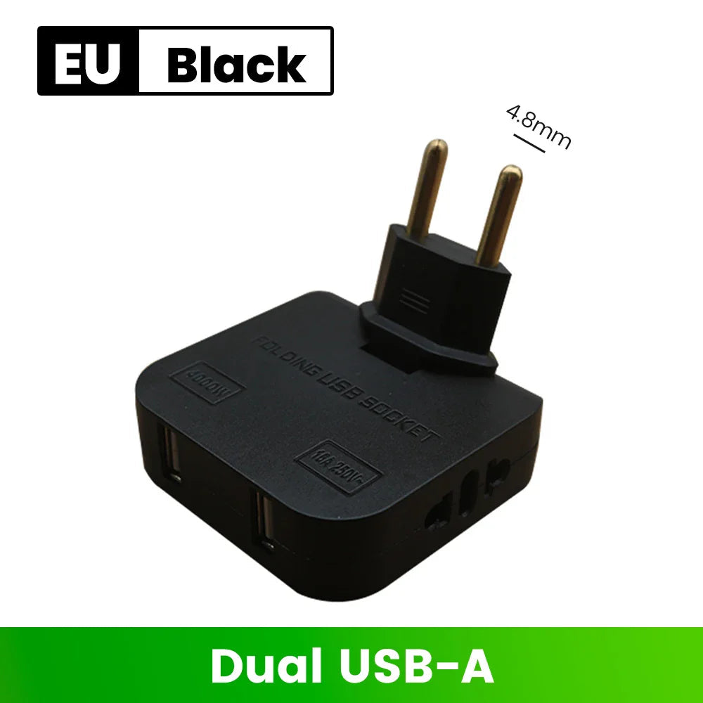 180° Rotatable Travel EU Extension Socket 3-in-1 Universal Power Converter European Standard Wireless Outlet Adapter 250V 2500W Pi-Mart