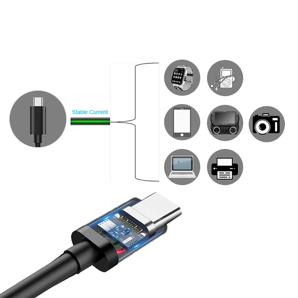 PD 60W USB C to USB Type C Cable Fast Charge Data Cable For Iphone 15 15Pro Huawei Samsung Xiaomi Data Line Black White 1M 2M 3M Pi-Mart