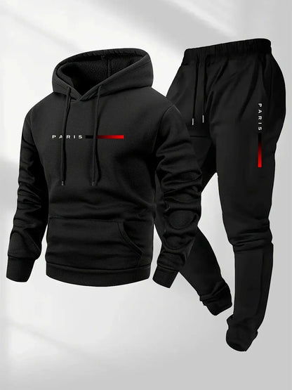 2025 letter printed sportswear set men's hooded sweatshirt long pants set spring and autumn winter warm suit NovaCart