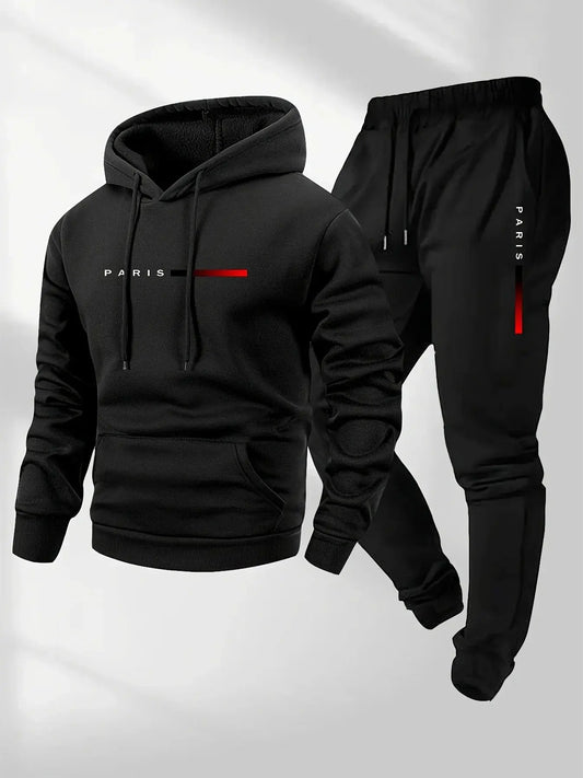 2025 letter printed sportswear set men's hooded sweatshirt long pants set spring and autumn winter warm suit NovaCart