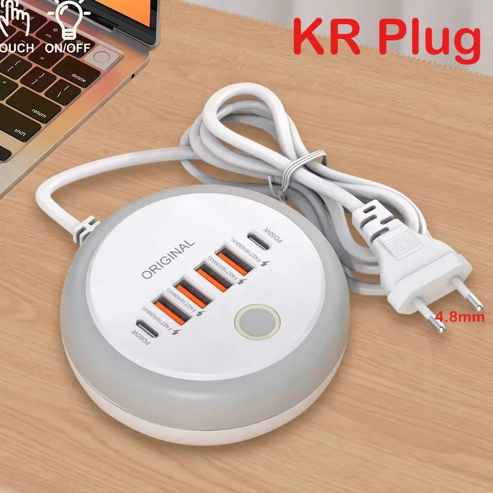 50W USB Charger Multi Ports Power Strip Socket Fast Charging Travel Charger For iPhone Samsung Xiaomi Quick Charge Phone Adapter Pi-Mart