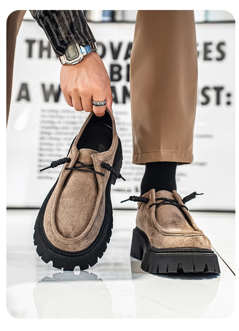 Men's Shoes 2025 Autumn New Style High-heel Thick-soled Loafers, Durable and Retro Casual Shoes, Everyday Street Trend Sneakers NovaCart