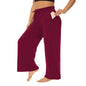 Plus Size Wide Leg  European Fit Straight Pockets Loose Elastic Waist Pants