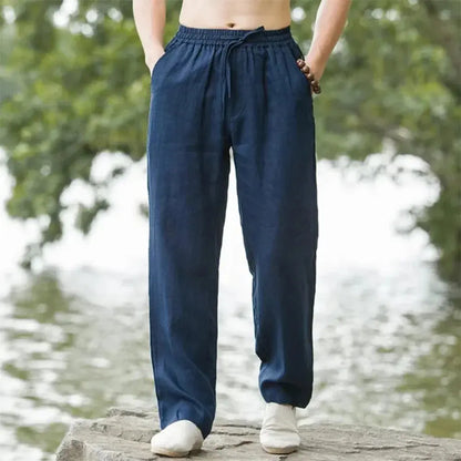 Men's Beach Pants Joggers  Streetwear Cotton Linen Sweatpants Casual Pants Hawaiian Vacation Loose Summer Long NovaCart