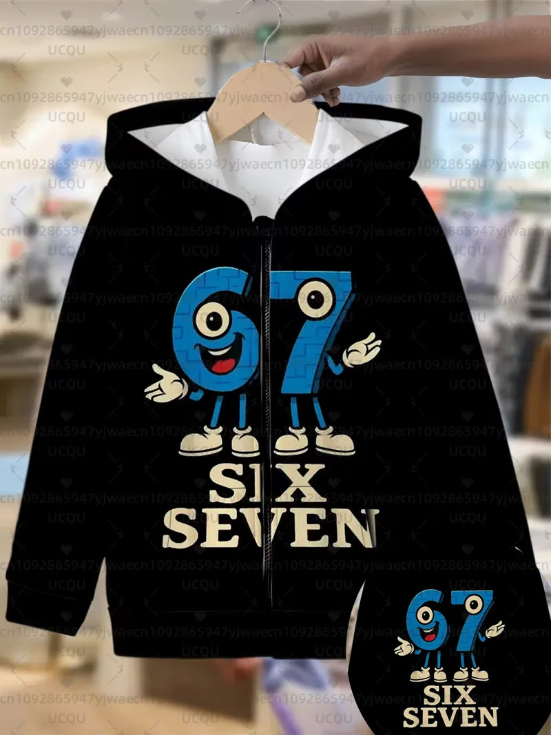 Hoodies For Kids 67 Six Seven Italian Brain Rot Math Joke Tops Y2k Game Saying Zipper Clothes Graphic Y2k Children's Hoodies NovaCart