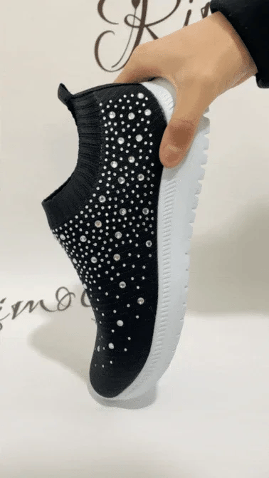 2024 New Crystal Breathable Mesh Sneaker Shoes for Women Comfortable Soft Bottom Flats Plus Size 43 Non Slip Casual Shoes Woman NovaCart