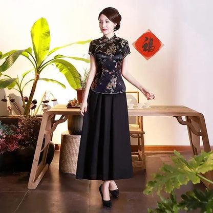 Elegant Ethnic Style Streetwear Cheongsam Qipao Tees Fashion Clothes Tshirts Vintage Shirts for Women Y2k Tops Women Clothing NovaCart