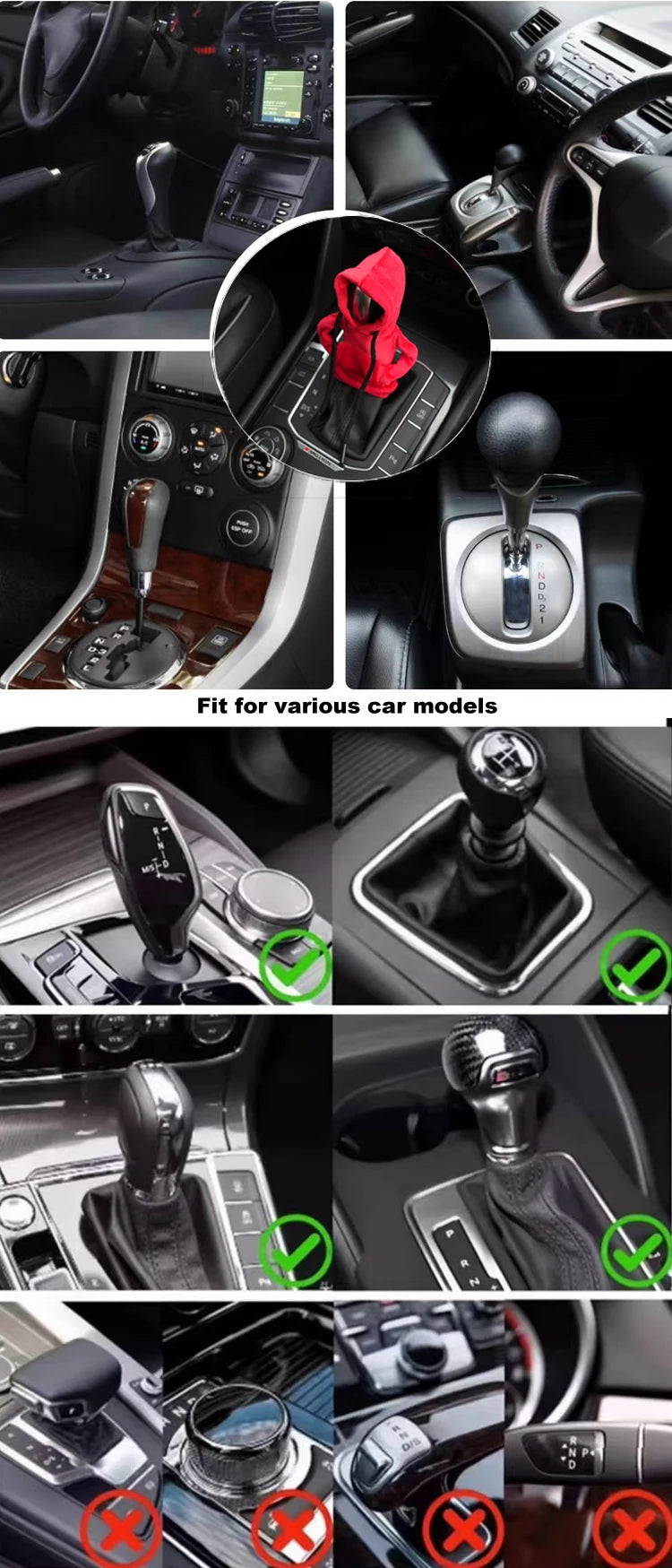 Gear Shift Cover Hoodie Gear Lever Sweatshirt Handle Car Decoration Fits Manual Automatic Car Shift Collars Interior Accessories NovaCart