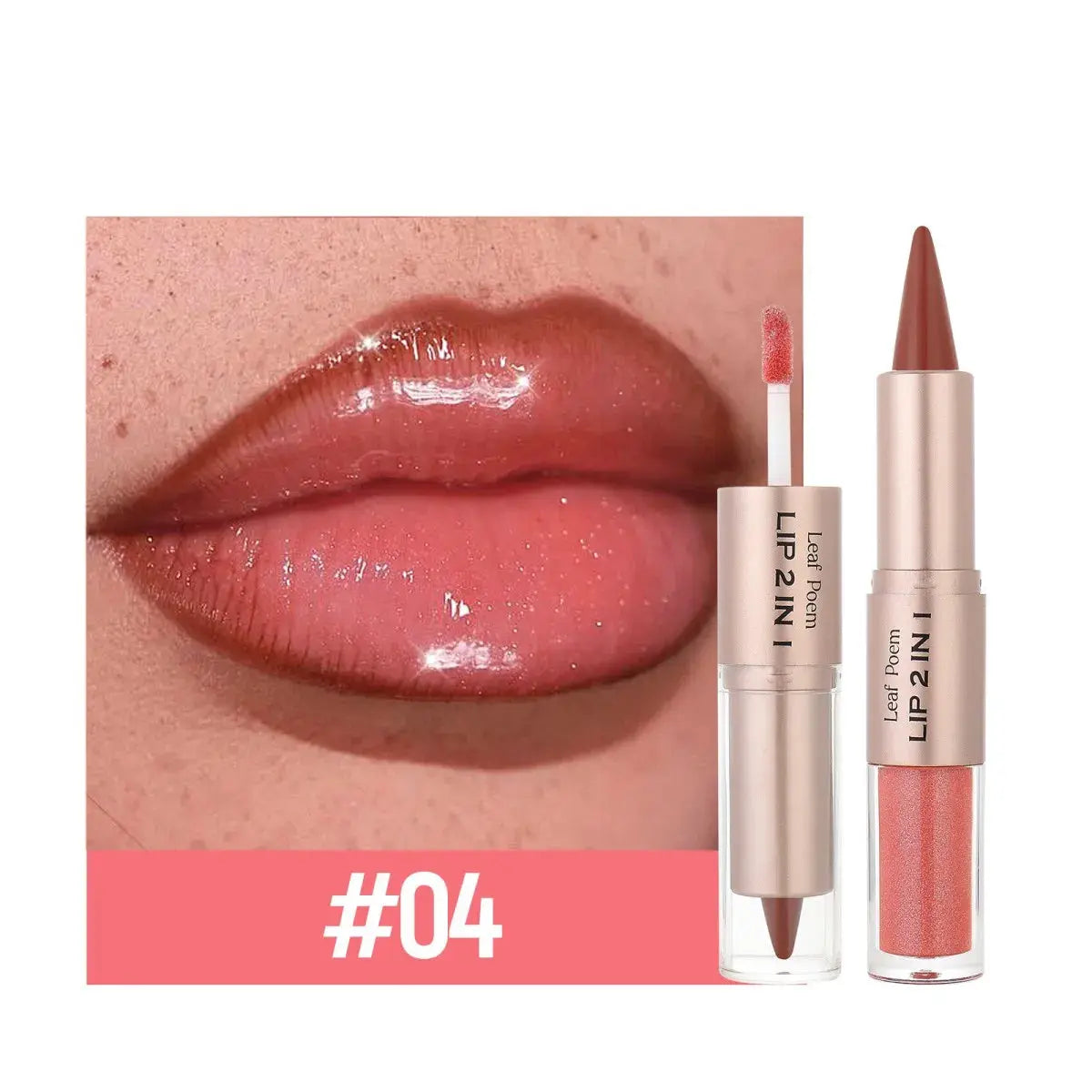 2IN1 Tapered Gradient Lipliner Pen Nude Brown Mirror Glass Lip Gloss Matte Lip Liner Waterproof Lip Contour Non Stick Makeup NovaCart