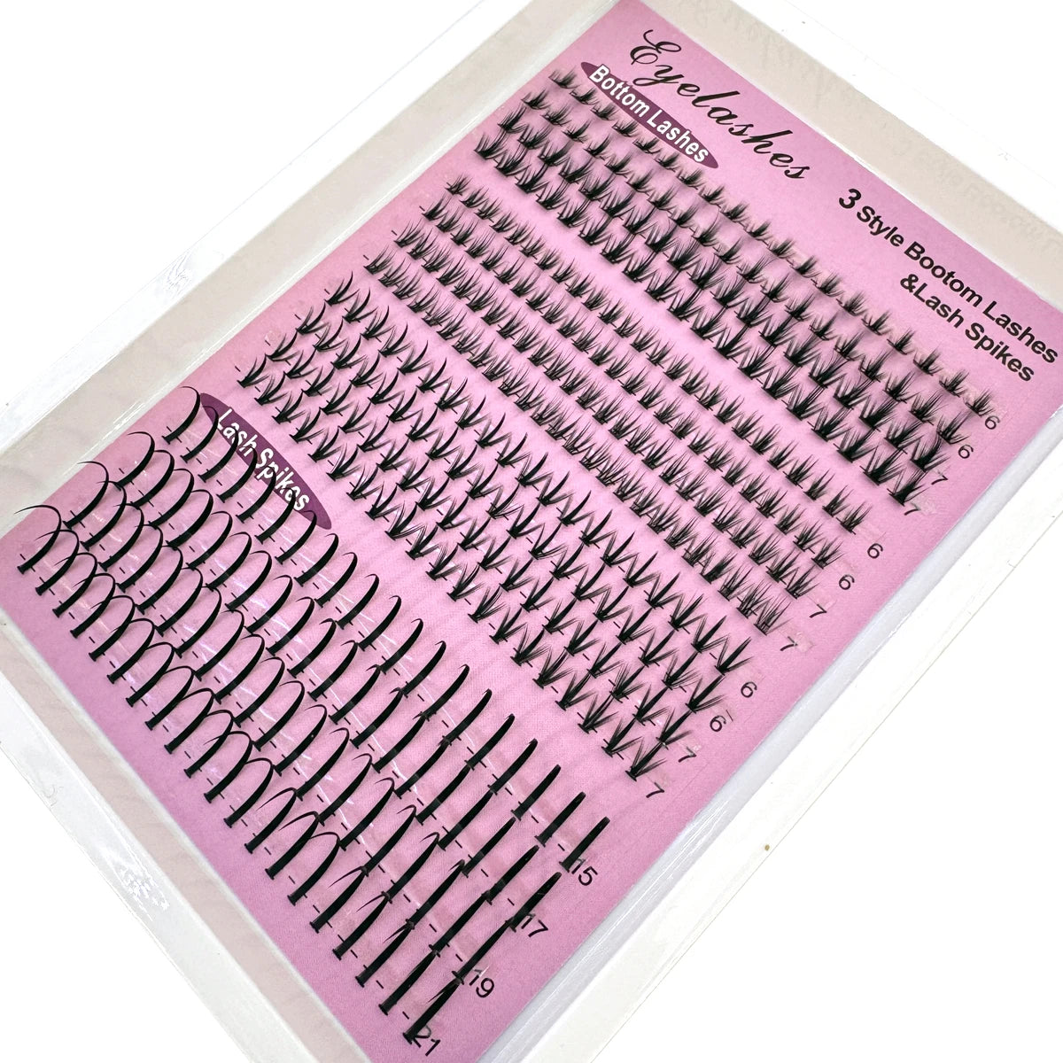16Rows Bottom Lashes(6-7mm) and Spikes(15-21mm) Mix DIY Eyelash Extension Wispy Individual Lash Spikes Clusters DIY Lashes Tools NovaCart