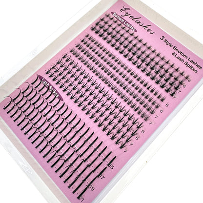16Rows Bottom Lashes(6-7mm) and Spikes(15-21mm) Mix DIY Eyelash Extension Wispy Individual Lash Spikes Clusters DIY Lashes Tools NovaCart