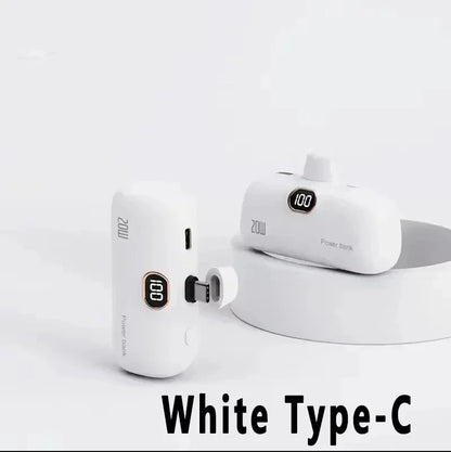 Mini Power Bank 2000/5000mAh Built Cable Portable Mobile Charger Fast Charger