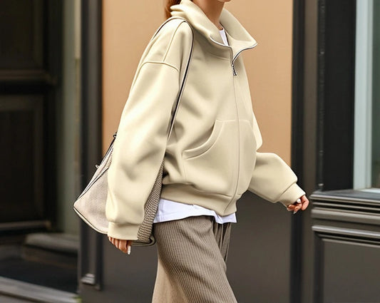 Hoodie  Outerwear  Hooded  Cardigan  Mid Length   Autumn and Winter Thick Loose Hoodie NovaCart