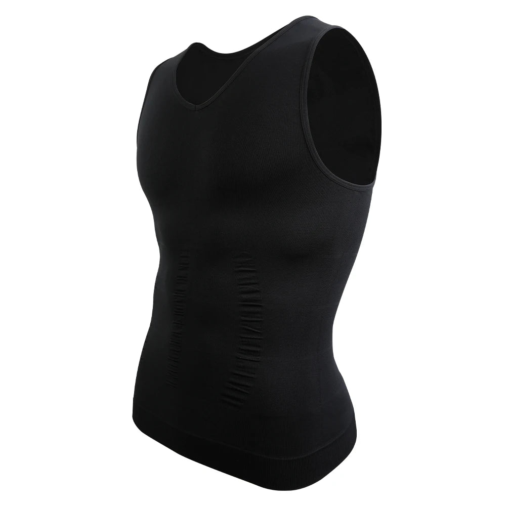 Men's Body Shaper Slimming Shirt V Neck Tummy Vest Compression Base Layer Slim Muscle Tank Top Shapewear NovaCart