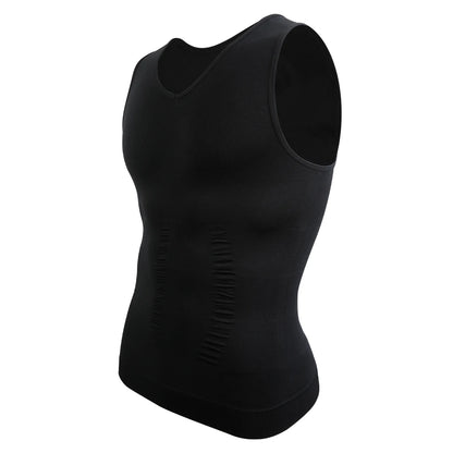 Men's Body Shaper Slimming Shirt V Neck Tummy Vest Compression Base Layer Slim Muscle Tank Top Shapewear NovaCart