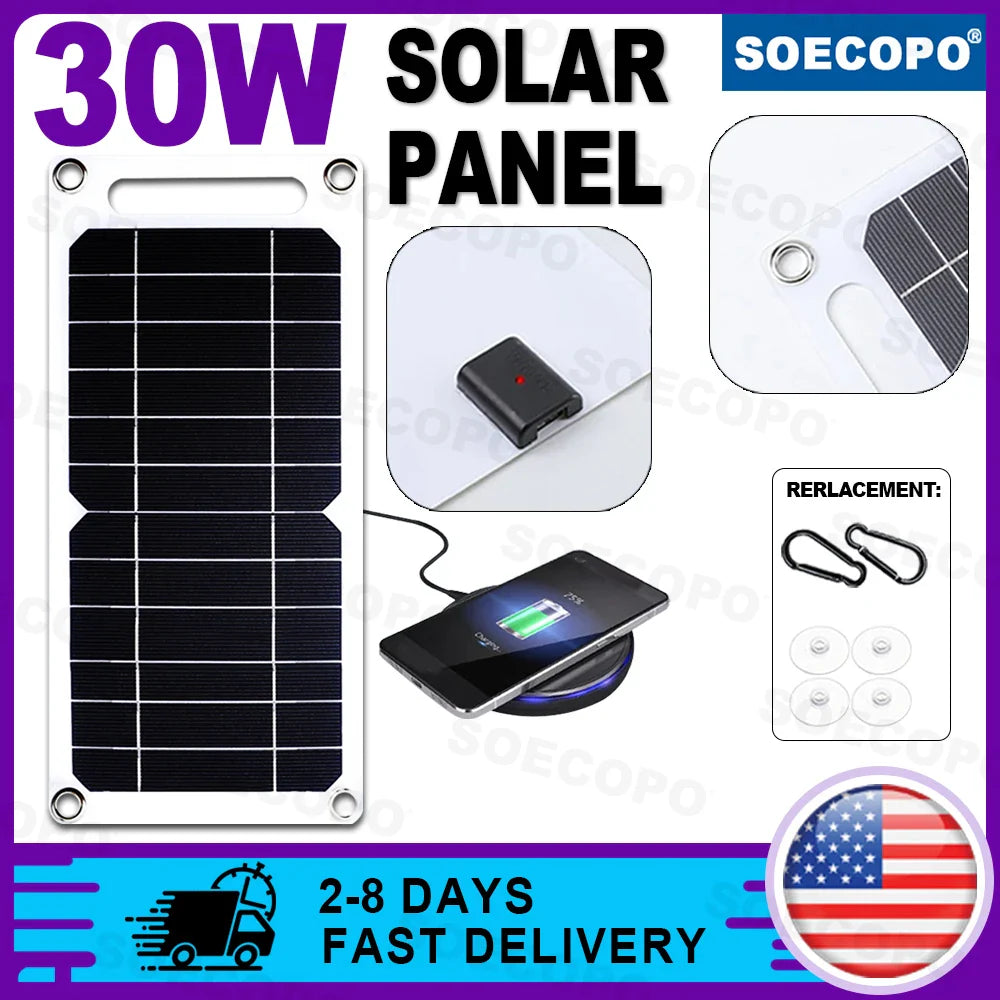 (U.S Stock) 35W Portable Foldable Solar Charger Panel Dual USB Ports Fast Charging  Power Bank iPhone Camping Outdoor Travel Pi-Mart