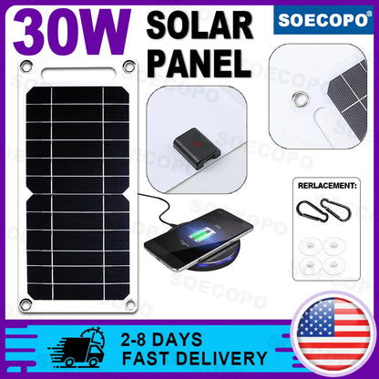 (U.S Stock) 35W Portable Foldable Solar Charger Panel Dual USB Ports Fast Charging  Power Bank iPhone Camping Outdoor Travel Pi-Mart