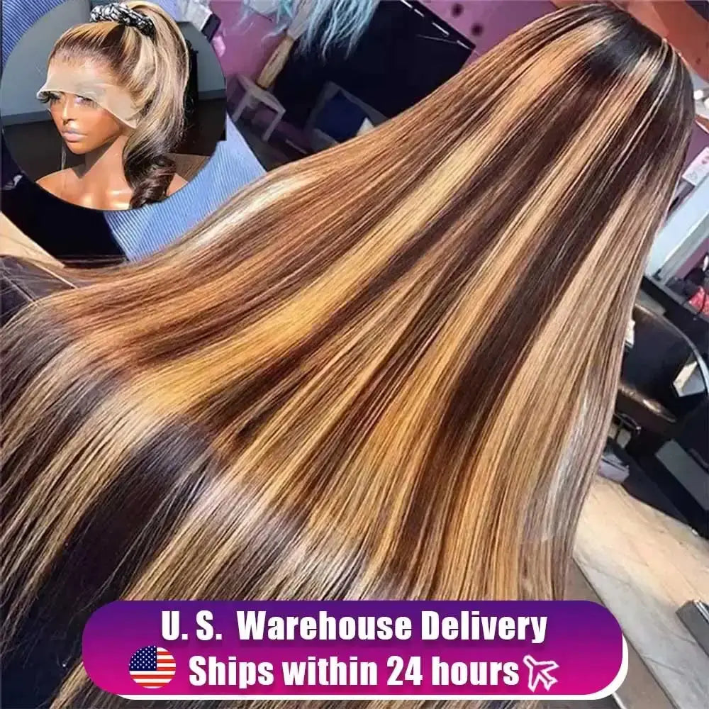Highlight Wigs Colored Straight Lace Front Human Hair Wigs For Women Honey Blonde Straight 13x4 Hd Lace Frontal Wigs Human Hair NovaCart