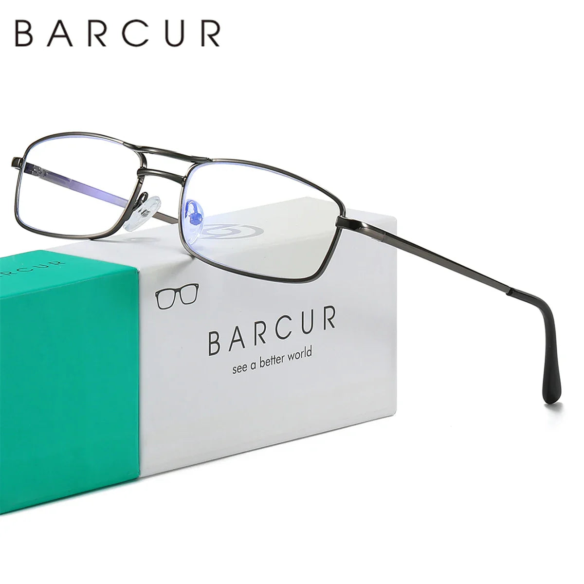 BARCUR Fashion Business Presbyopia Eyeglasses for Men and Women Ultra-Light Double Bar Alloy Rectangular Small Frame Transparent HD Reading Glasses Stevvex