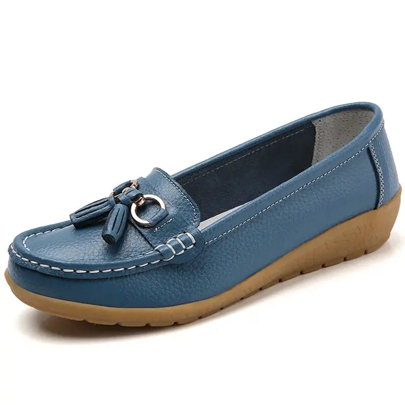 Women's Loafers White Shoes For Woman Genuine Leather Flats And Loafers Slip On Comfortable Woman Shoes Leather Women Moccasins NovaCart