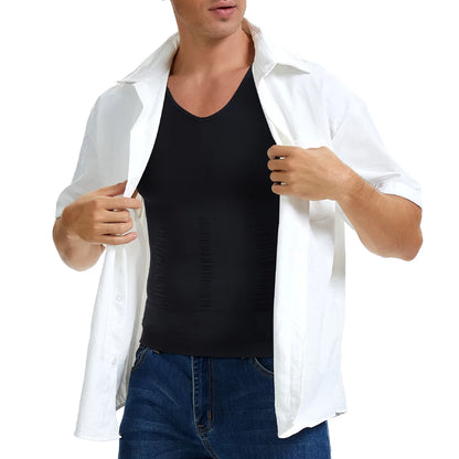 Men's Body Shaper Slimming Shirt V Neck Tummy Vest Compression Base Layer Slim Muscle Tank Top Shapewear NovaCart