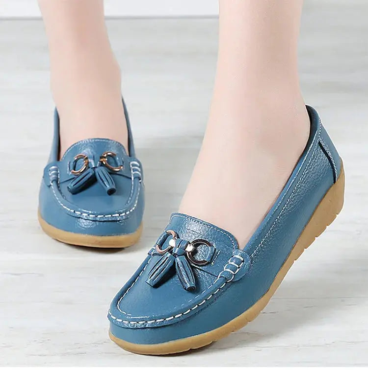 Women's Loafers White Shoes For Woman Genuine Leather Flats And Loafers Slip On Comfortable Woman Shoes Leather Women Moccasins NovaCart