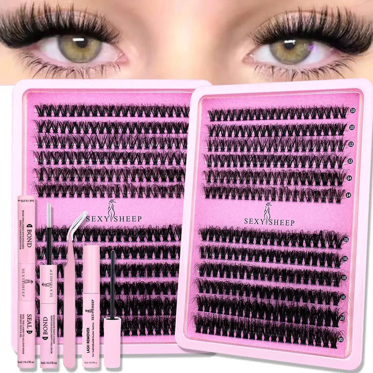 DIY Clusters Lashes 40D60D Fluffy Eyelash Extensions Dovetail Segmented Individual Eyelashes with Lash Glue Remover Set NovaCart