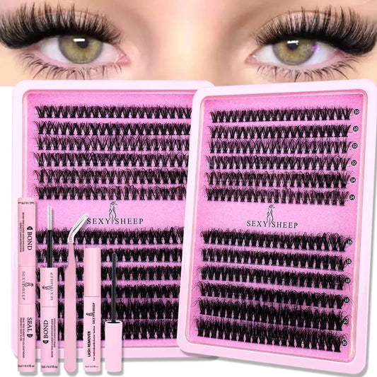 DIY Clusters Lashes 40D60D Fluffy Eyelash Extensions Dovetail Segmented Individual Eyelashes with Lash Glue Remover Set NovaCart