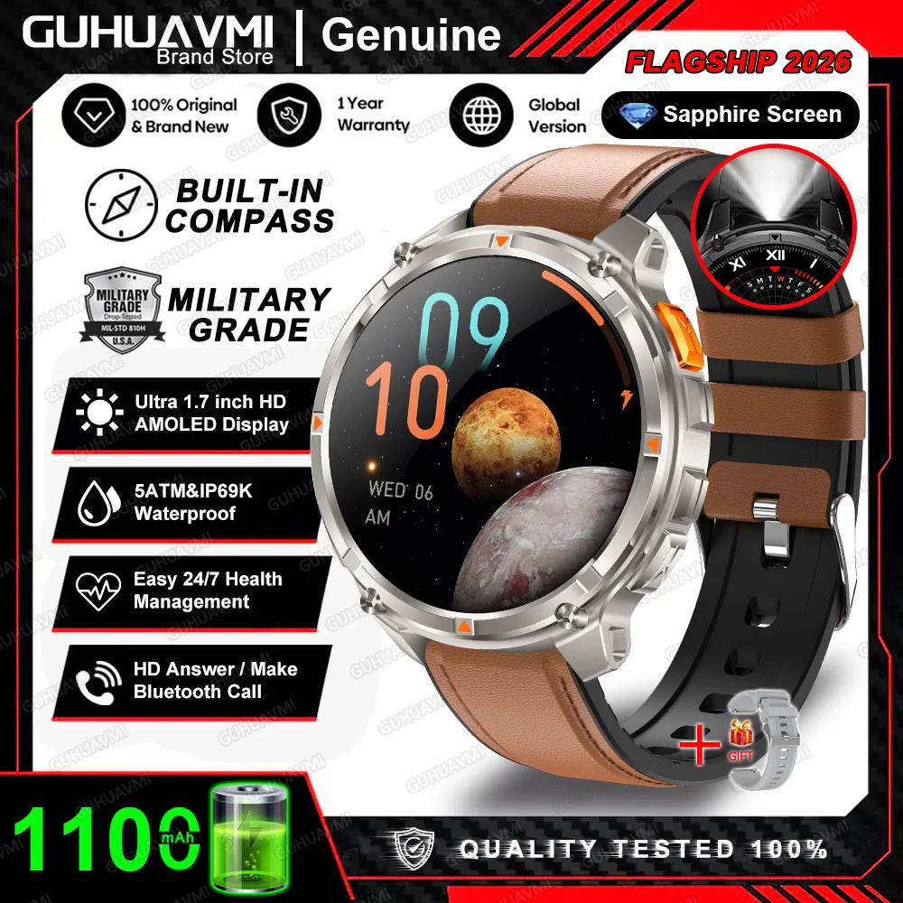 2026 New T-Rex3 Pro 1100mAh Battery Smart Watch GPS path 5ATM Waterproof Sports Run tracker Outdoors Compass Military Smartwatch NovaCart