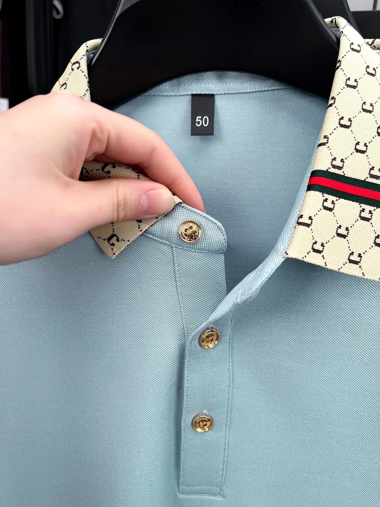 Personality letter jacquard lapel short sleeve T-shirt men high-end brand Little Bee embroidery fashion trend summer polo shirt NovaCart