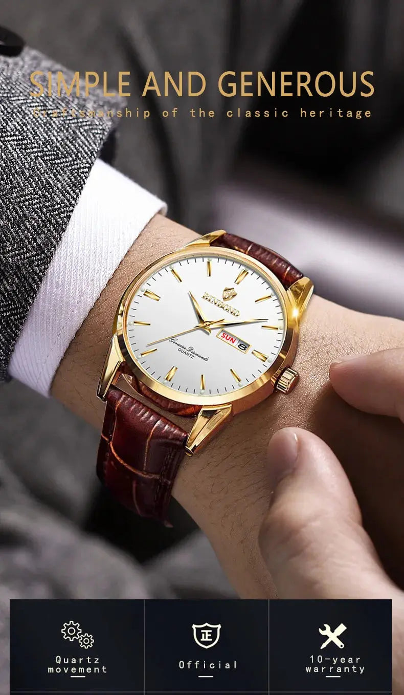 BINBOND Top Luxury Brand Fashion Watch For Men Waterproof Clock Man Date Quartz Wrist Watches Leather Strap Business Man Watch NovaCart